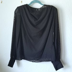 Calligraphie Black Swiss Dot Blouse Size Medium